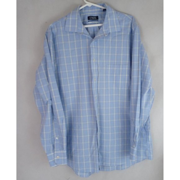 Chaos Regular Fit Stretch Collar Wrinkle Free Men's Blue & Yellow Shirt Size XL - Picture 1 of 6